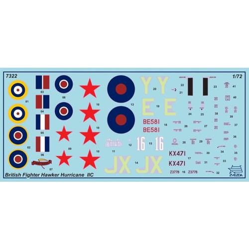 Zvezda 1/72 Scale Royal Air Force Hawker Hurricane Mk.2 C Plastic Model Kit ZV7322