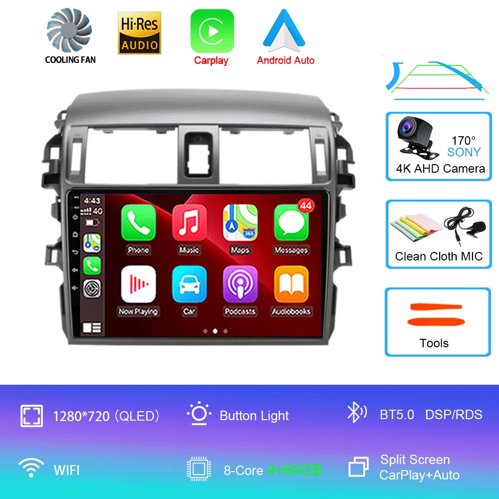 Android 14 Carplay 2din видеоплеер Автомагнитола для Toyota Corolla E140/150 2006 - 2013 4G GPS Мультимедийный плеер Стерео