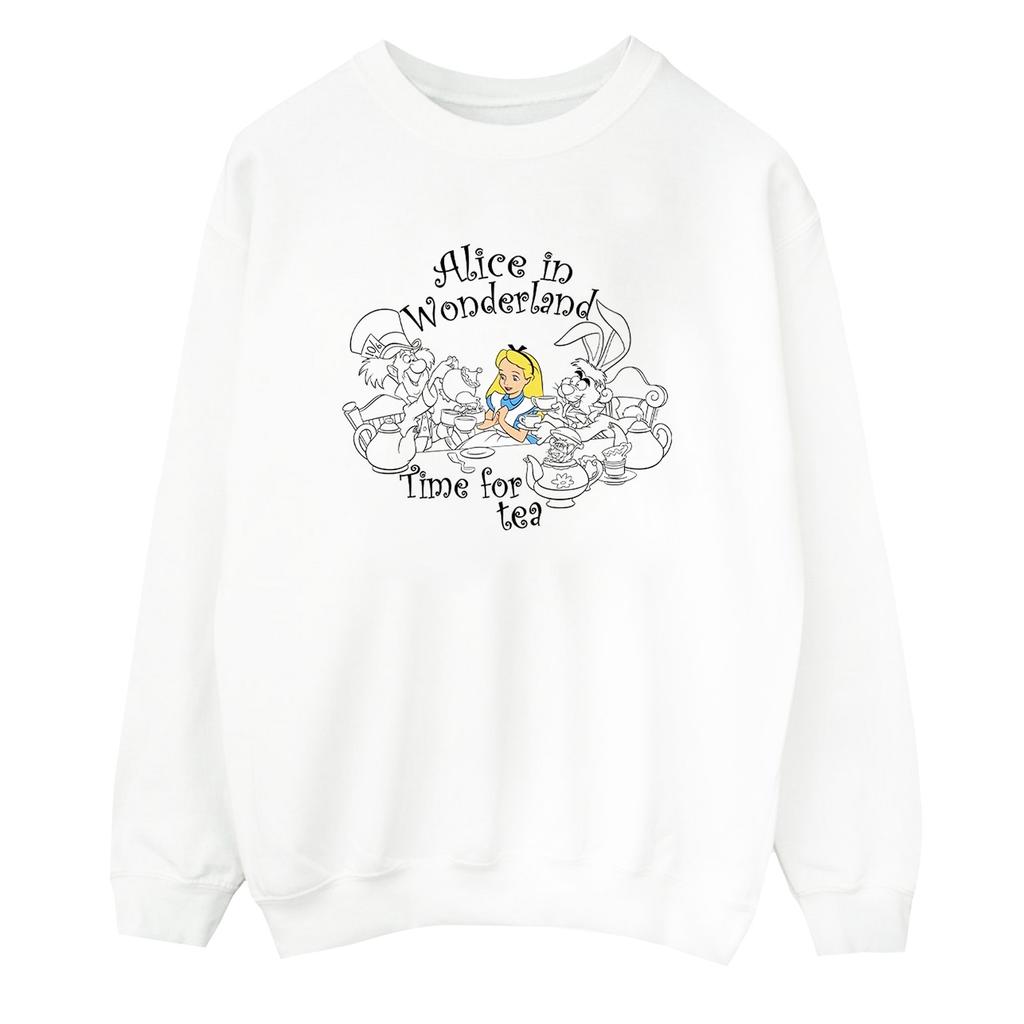 Disney Mens Alice In Wonderland Time For Tea Sweatshirt