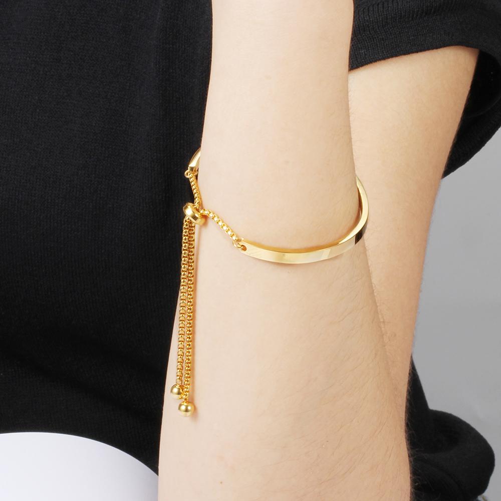 Fashion Silver/Gold Color Stainless Steel Bangle Bracelets For Women Adjustable High Polished Brand Wristand Gift Bangles