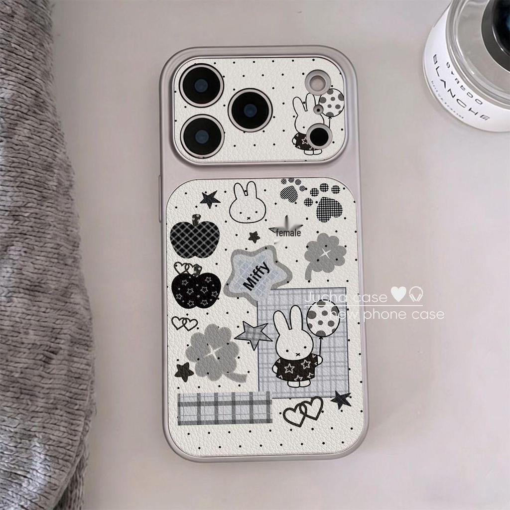 Чехол-бампер с мультяшным Миффи-шариком для Apple 17 Pro Max, 15, 16 Pro, 13, 11 - Серебристая рамка с большим окном