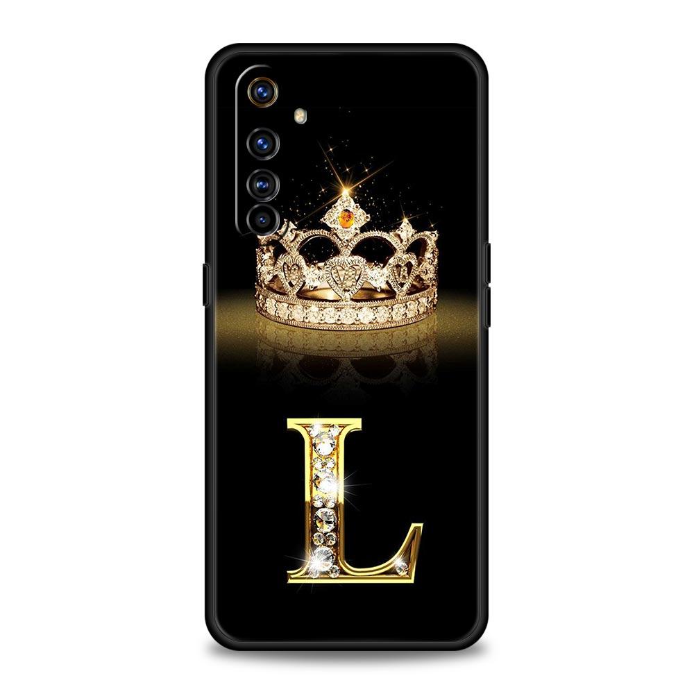 Diamond Crown Letter A For Realme GT Neo 2 3 3T Phone Case For Realme 10 9 8 5G 7 6 GT2 Pro Plus 9i 8i C21 C11 C25 C35 Cover