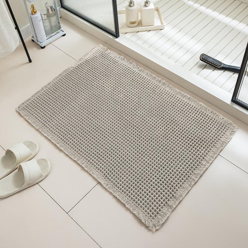 Non-Slip Bathroom Carpet Doormat Floor Mat Thicker Linen Woven Bath Mat Bathroom