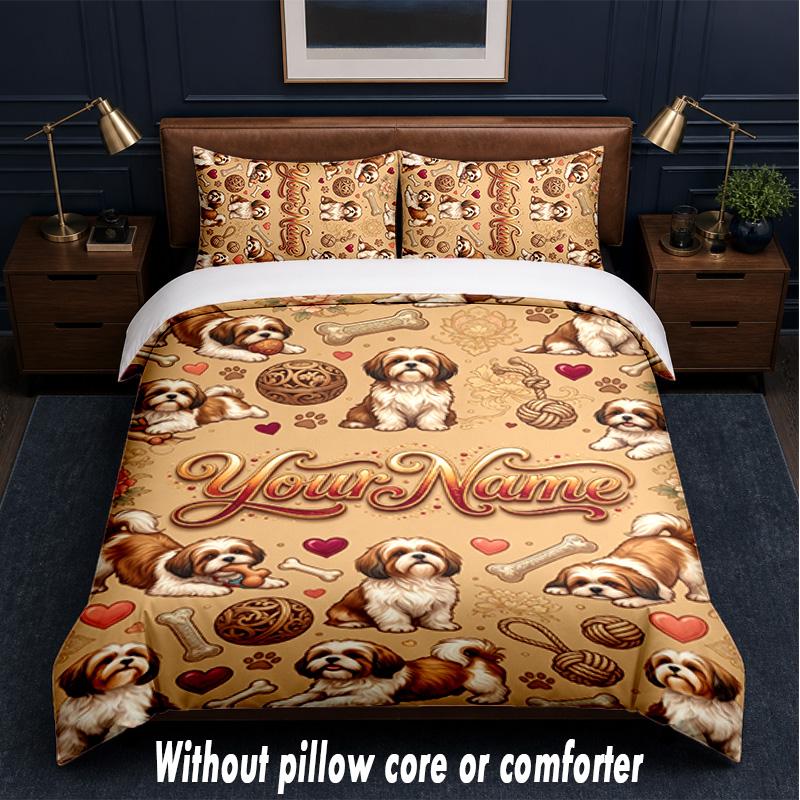 Valentine Love Theme Custom Text Or Name 3Pcs Bedding Set,1 Flat Sheet & 2 Pillowcases Personalized Home Bedding