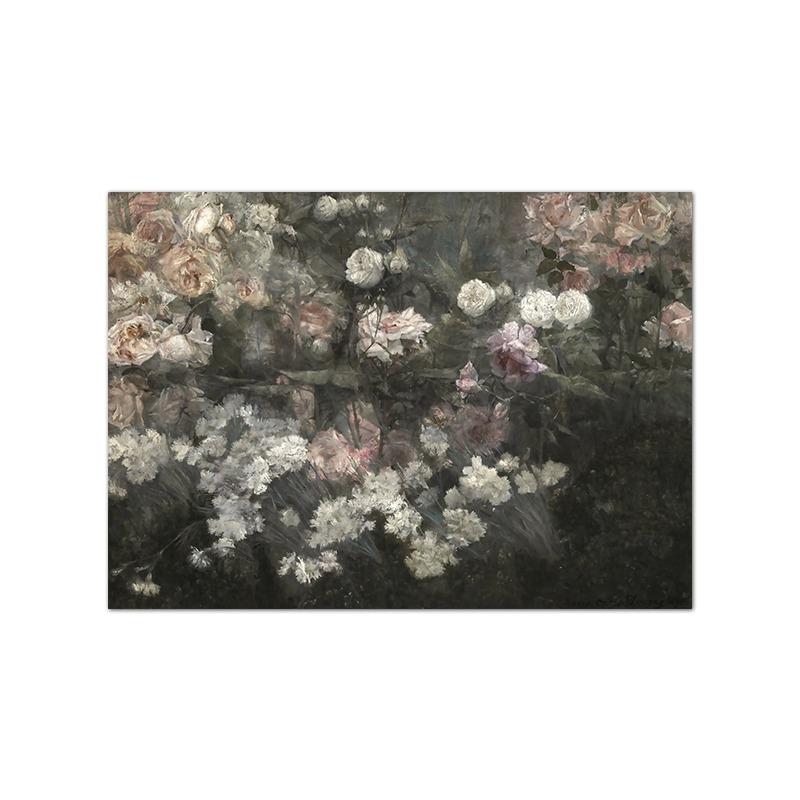 Moody Cloud Landscape Oil Painting Art Prints Rustic Forest Canvas Poster Antique Flower Print Vintage Country Wall Art Decor