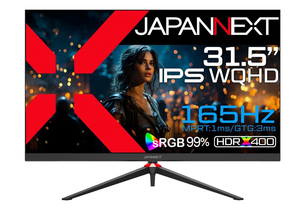 JAPANNEXT Inch Gaming Monitor 165Hz 1ms WQHD 2560x1440 Resolution IPS Panel Display Light Cut Viewing Angle 31.5 (HDMI/DisplayPort/blue / 178°)