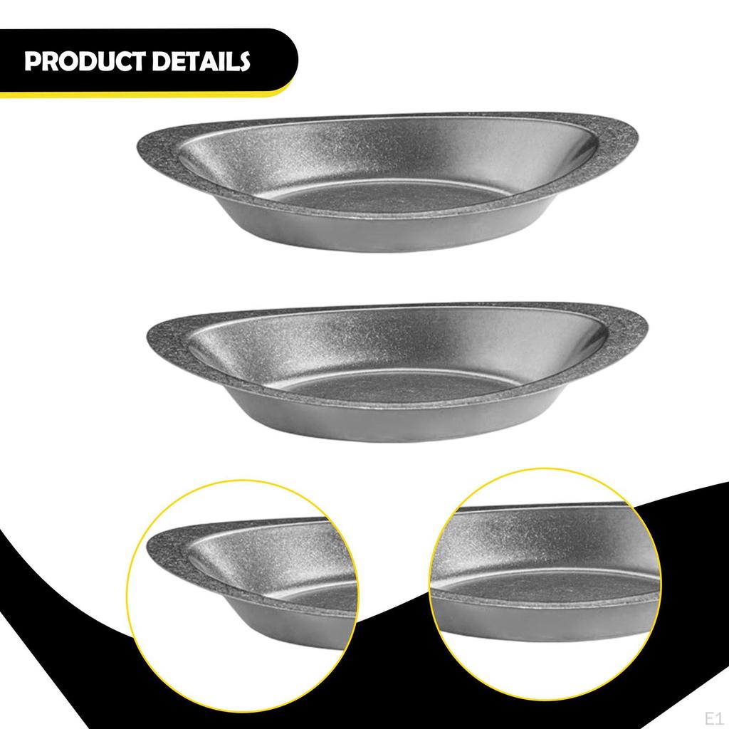 2 Pieces Curry Rice Bowls Food Serving Dishes Metal Oval Shape Snack Tableware for Candy Small