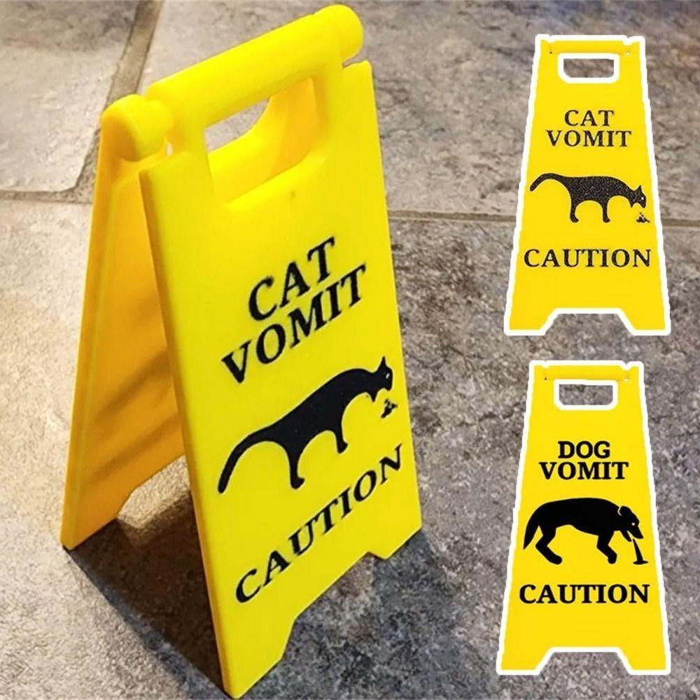 2 PCS Safety Dog Vomit Sign Wet Floor Cat Vomit Sign Funny Warning Sign  Decoration