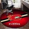 1PC Flames Hockey Team Logo Round Rug, Non-slip Chair Mat, Home Decor, Circle Carpet Perfect for Office, Bedroom, Living Room,Christmas gift