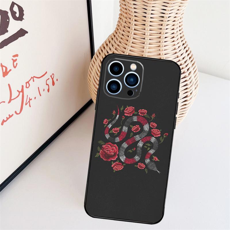 Snake Flower Phone Case For iPhone 16 Pro Max 14 13 12 11 15 17 Pro Max mini 15 16 Plus 16e Back Cover