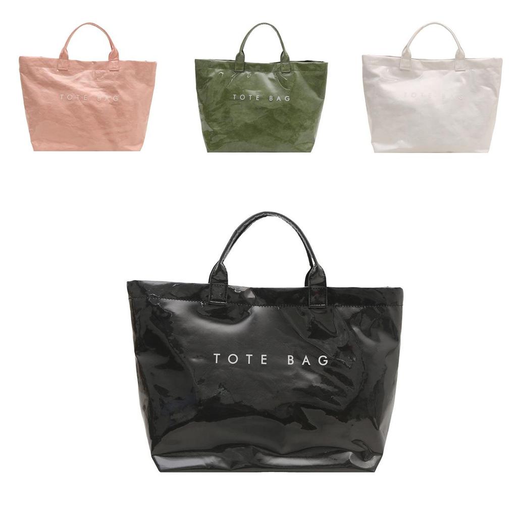 Letter Tote Bag Pvc Bag For Women Large Capacity Casual Daypack For School And Work