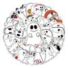 50 Cute Ghost Graffiti Stickers for Halloween Decoration: Perfect for Skateboards, Notebooks, Water Bottles, and Suitcases