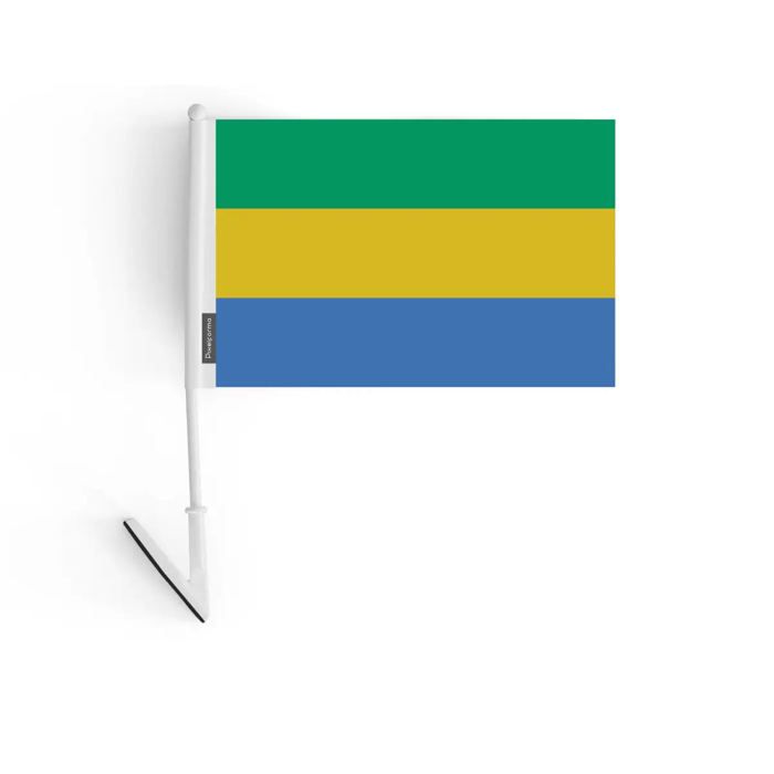 Drapeau Adhésif - Gabon - 14 X 21 Cm - Polyester - Léger - Recto/verso