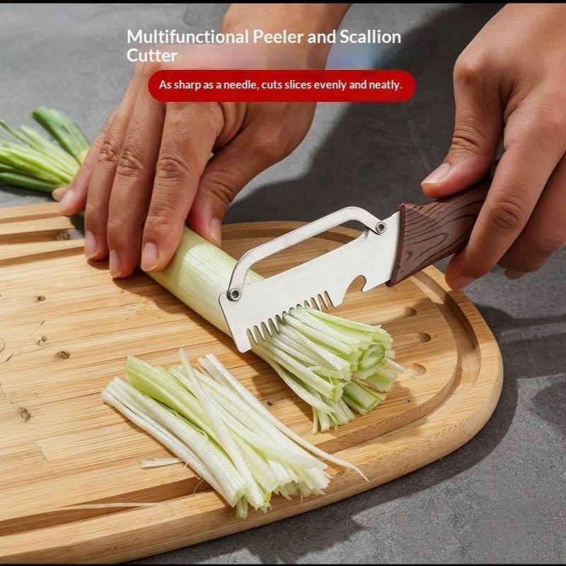 Portable Multifunctional Vegetable Peeler Sharp Stainless Steel Blade Wood Grain Handle for Travel Camping Kitchen Daily Use