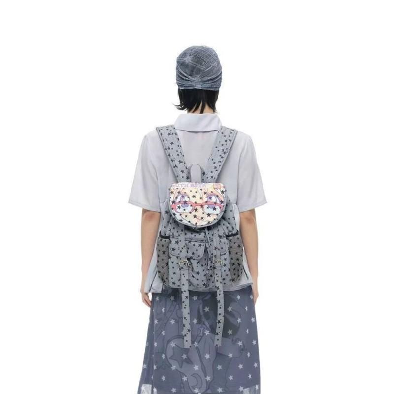 JIAERDI Korean Harajuku Star White Women Fashion Drawstring Large Capacity Schoolbag Ladies Mochilas Aesthetic Anime Bag New