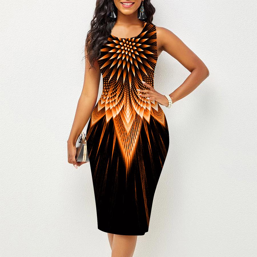 Женское платье Sling SummerArrow Print Print Dresses Tight Sleeveless Slim Fit Sexy Fashion Top Clothing