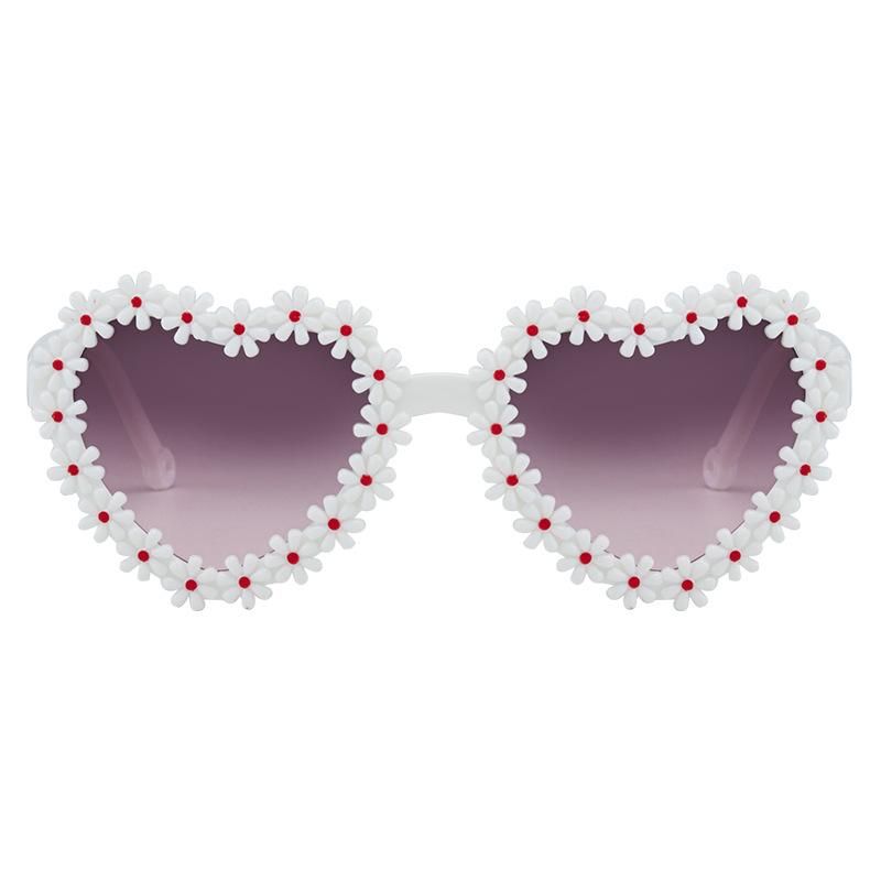Cute Heart Flower Sunglasses for Kids Girls Boys, New Fashion Love Frame Sun Glasses UV400 Protection Shades Gift for Children