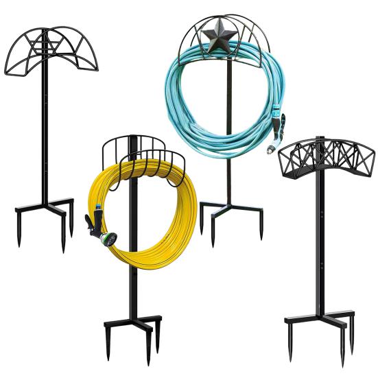 Отдельностоящий сверхмощный держатель садового шланга Вешалка для водяного шланга Катушка для шланга Наружная съемная металлическая подставка для шланга Полка для шланга Садовый газон Двор Хранение шланга