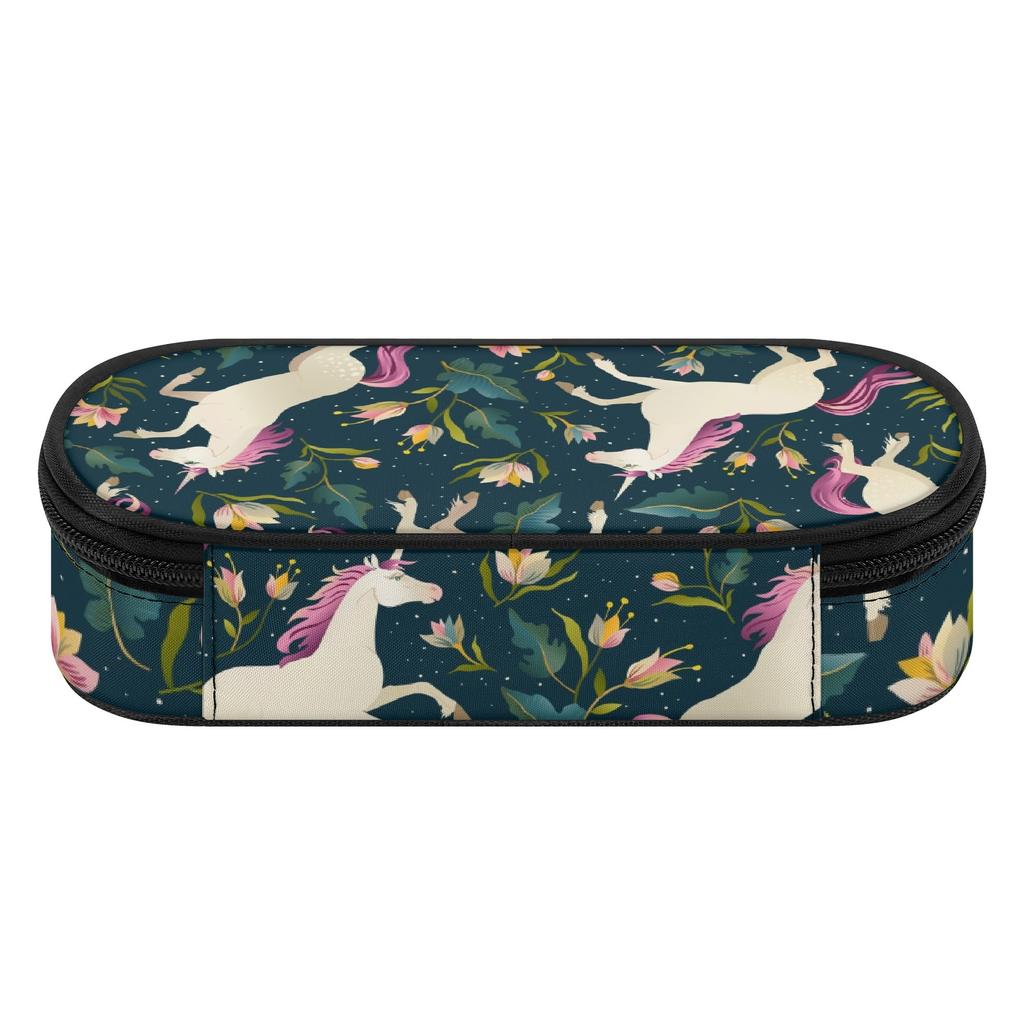 Pen Case Printed Wear Resistant Polyester Zipper Closure with Removable Pen Slot Divider Mesh Pocket and Main Storage for Students