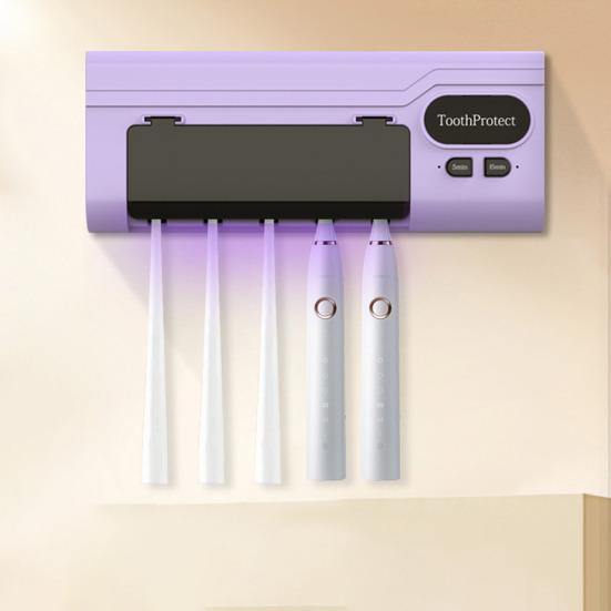 Держатель для зубных щеток-органайзер. 5 зубных щеток. УФ-дезинфекция. Стерилизация. Настенный. Без перфоратора. Перезаряжаемый через USB. Вмещает зубную щетку.