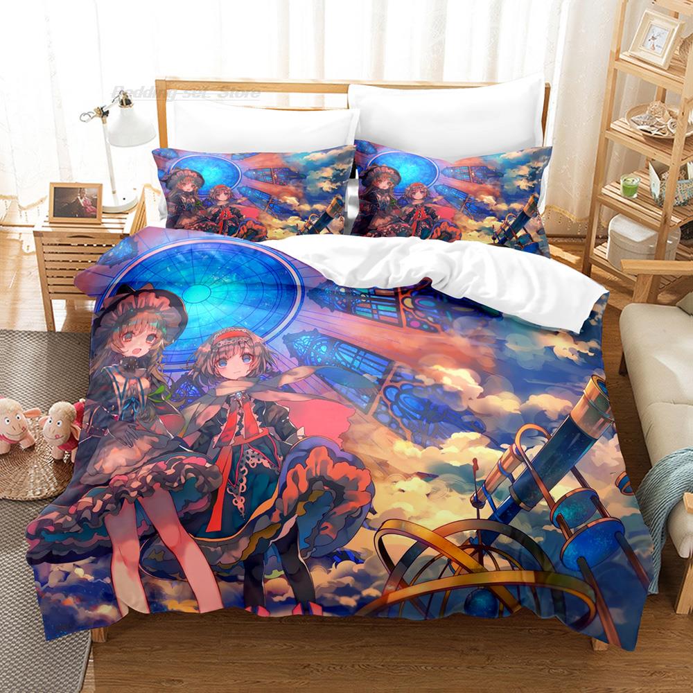 Набор постельного белья Touhou Project Односпальный Полуторный Двуспальный Queen King Размер Постельное белье Взрослый Детская Спальня Комплекты с пододеяльником 3D Печать Мультфильм Каваи