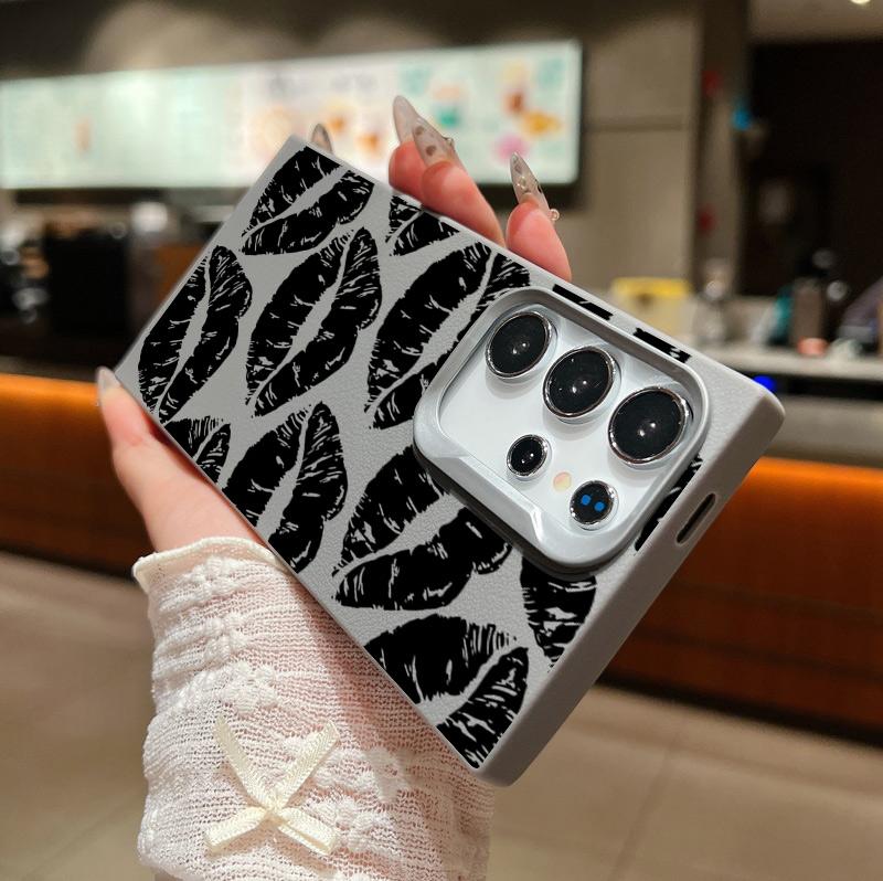 Роскошный черный тонкий мягкий чехол с принтом губ для Samsung S24 FE S23 Ultra S22 A55 A16 A54 A15 A35 A34, защита объектива, противоударный матовый чехол для телефона из ТПУ