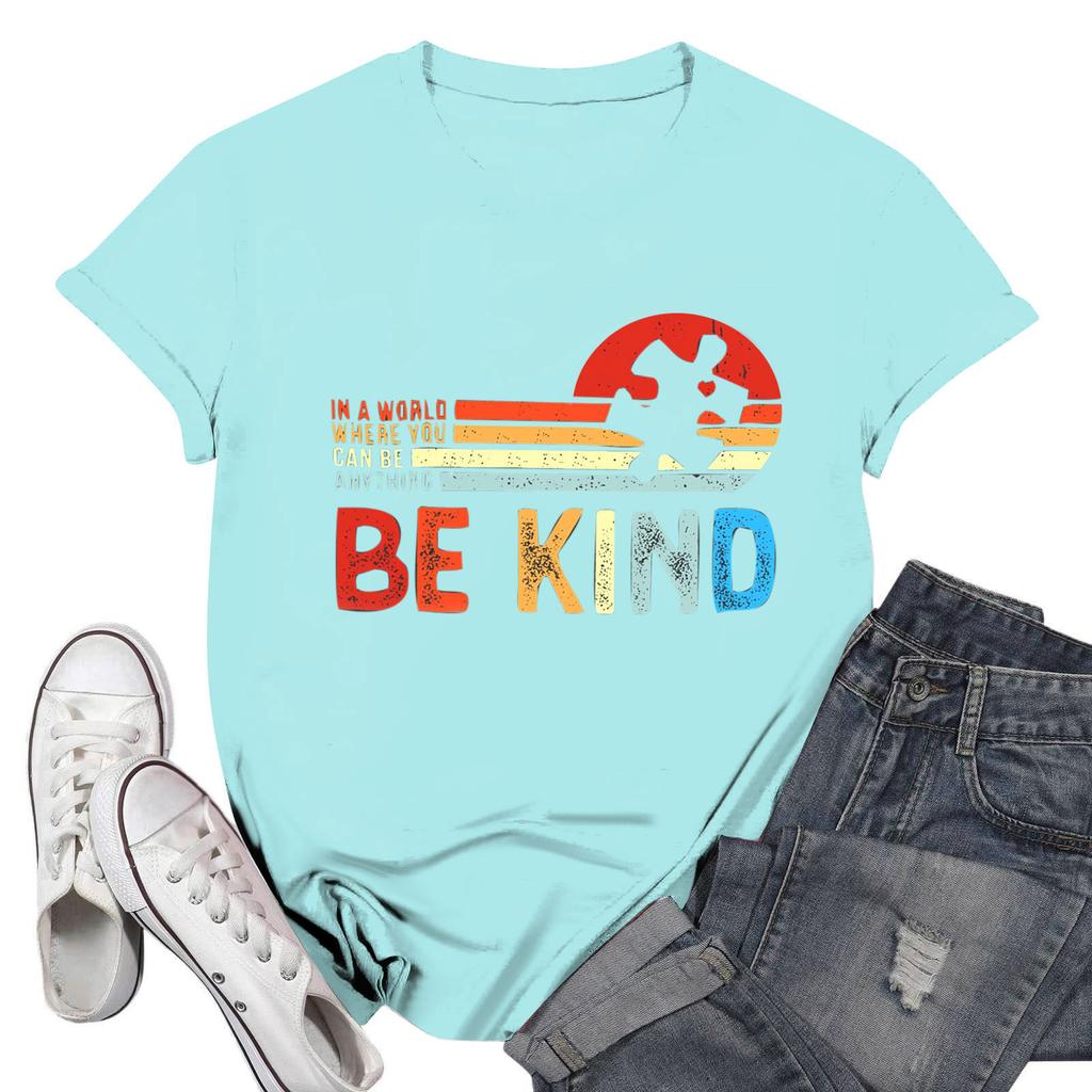 Женская повседневная футболка с принтом, пуловер с круглым вырезом, топ с короткими рукавами