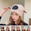 Lamb Hat for Women In Autumn and Winter Cute Cartoon Warm Hat Riding Ear Thickened Cotton Hat Plush Confinement Pullover Hat