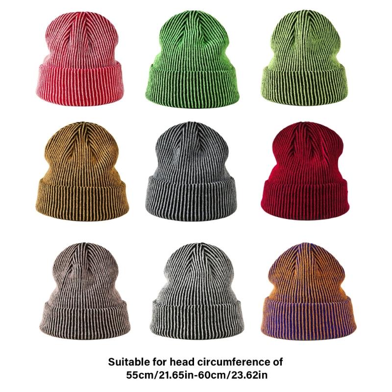 Популярная полосатая шапка Вязаные шапки для уличной одежды Взрослые унисекс головной убор Подростки Акриловая шапка для активного отдыха Велосипед Ходьба