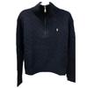 Polo Solid Color Pony Embroidered Zip High Neck Long Sleeve Sweater Women Sweater Navy-Blue WMPOSWENC021111-400