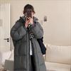 Женский осенне-зимний длинный пуховик до колена с капюшоном высокого класса, свободный и утолщенный теплый пуховик