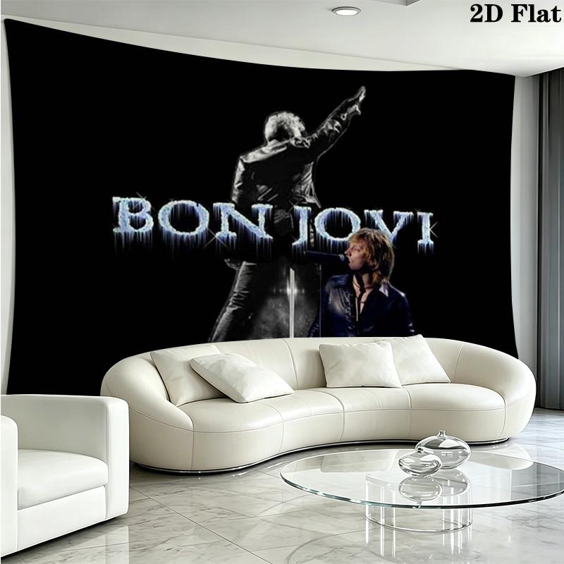 Bon Jovi Band Wall Tapestry Aesthetic Wall Hanging Printed Fabric Blanket Decorative Tapestries for Bedroom Living Room Home Decor
