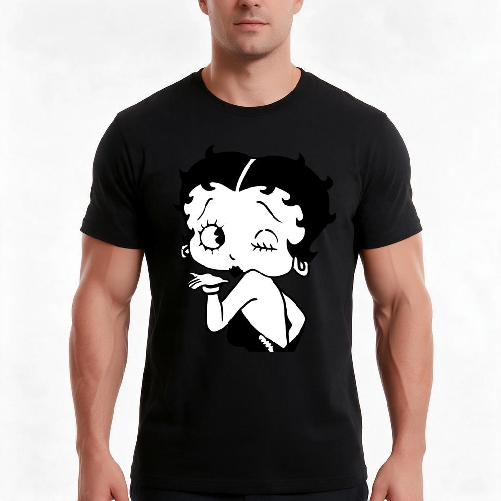 Betty Bw Tshirt Summer Casual Cotton Tee Oversized Streetwear Tops Vintage Graphic Print Loose Fit Short Sleeve