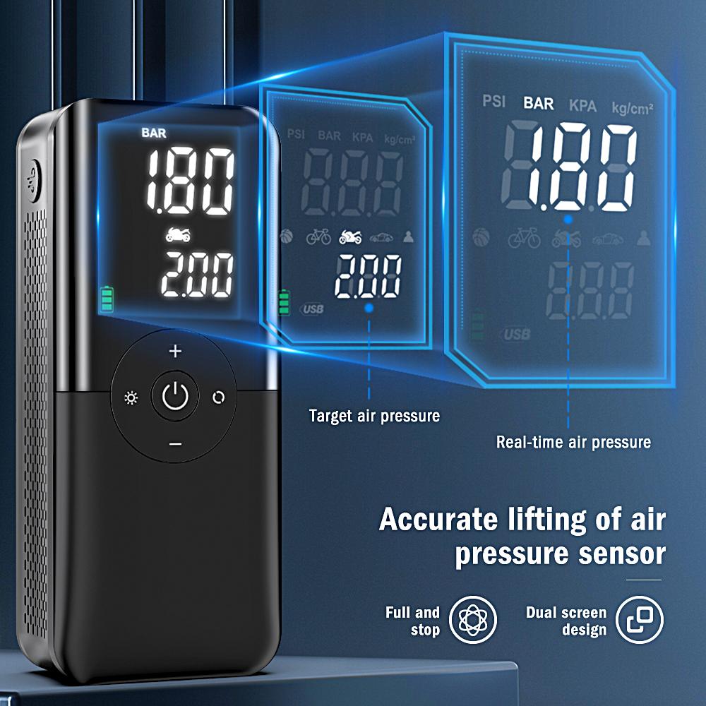 New Wireless Digital Display Air Compressor Portable Car Air Pump Tire Inflator Motorcycle Air Pump Motorcycle 4000mah Power Bank Flashlight