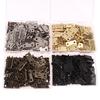 50pcs/box Hinges + 200 Screws Iron Gold Silver Black Bronze 4 Holes Durable Furniture Hardware Mini Hinge Decor