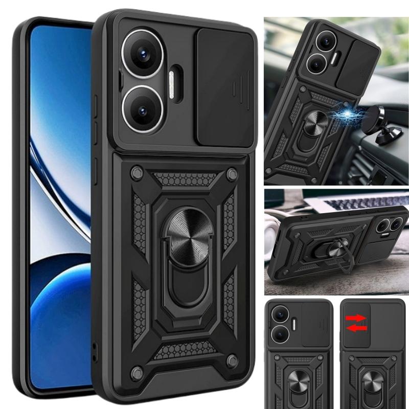 Slide Camera Armor Case For Xiaomi Poco F7 Pro F 7 Ultra M7 Plus 5G PocoF7 M 7 4G Protector Cover Ring Stand Holder Fundas Coque