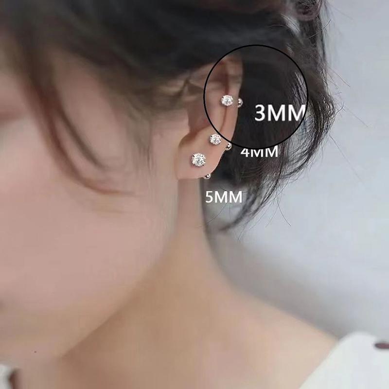 1 пара циркониевых серег для женщин, серьги-гвоздики с ушной костью и хрящом, спиральные серьги-гвоздики