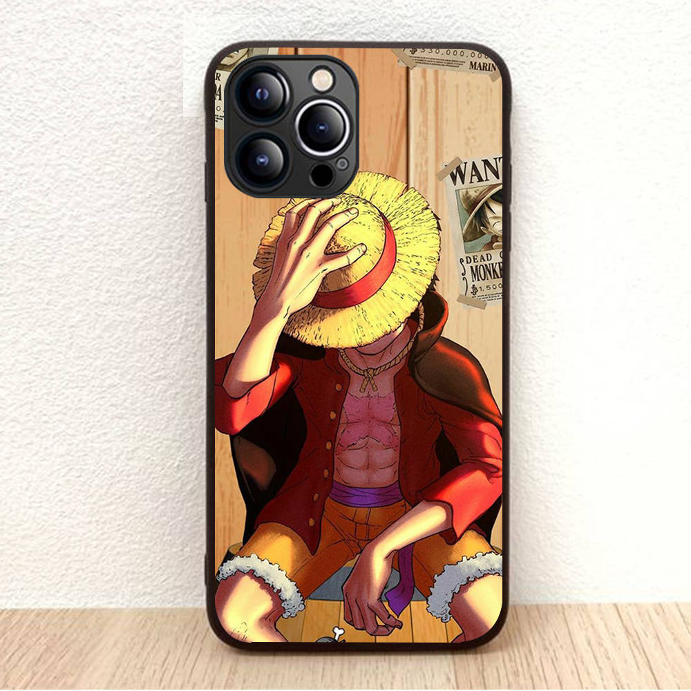 BW-2 Anime One Piece Soft Black Case for iPhone XR 14 15 11 12 13 6 7 8 X XS Pro Max Samsung S22 S23 S21 S24 FE Ultra S8 Plus