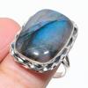 Ювелирное кольцо из натурального лабрадорита ручной работы из твердого серебра 925 пробы S.9.5 W8o89