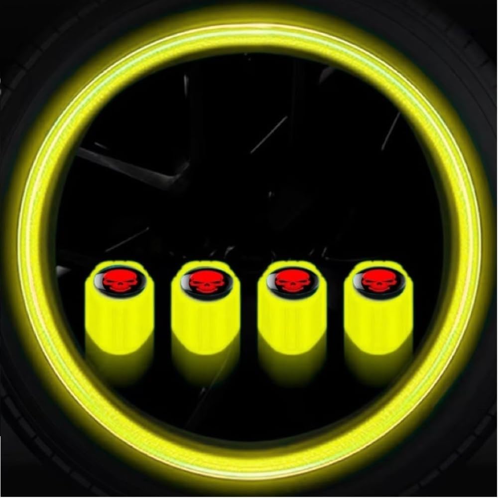 Крышка воздушного клапана шины, светящаяся зеленая, набор из 4 штук, ярко светящаяся ночью, детали для украшения автомобиля, защита от коррозии, легкий вес