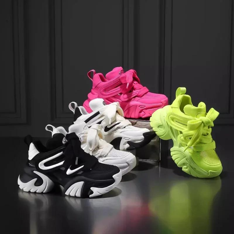 Женская обувь на толстой вулканизированной подошве, дышащая, удобная, на платформе, женская модная, повседневная, спортивная обувь, женская брендовая, дизайнерская, сетчатая обувь