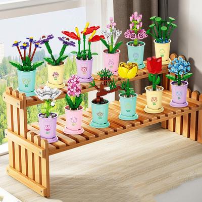 Цветок подсолнуха, строительные блоки, сумка, вечная корзина, бонсай, сад, романтические кирпичи, сделай сам, модель горшечных растений, детский комплект, игрушка для девочки