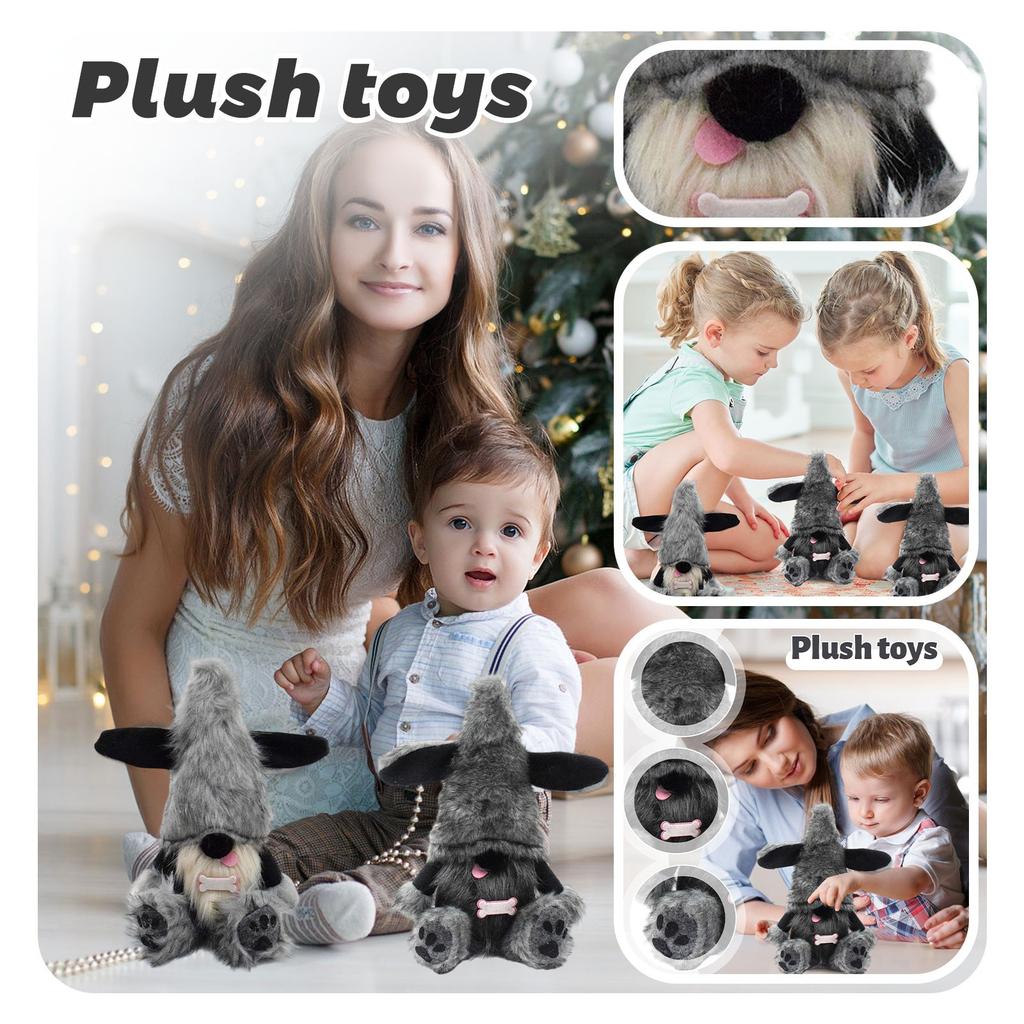 Милая черная собачка-гоблин, безликая кукла, украшение в виде собаки-гнома с высунутым языком