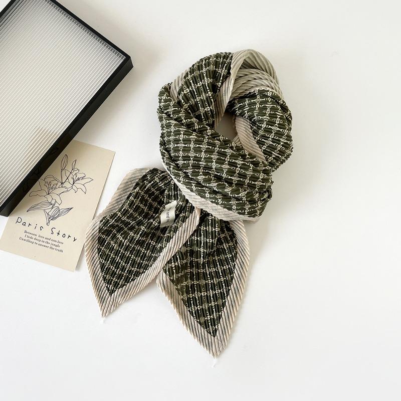 New Fashion Imitation Cotton and Linen Pleated Scarf Women's Printing Double-layer Cotton and Linen Decorative Scarf Shawl