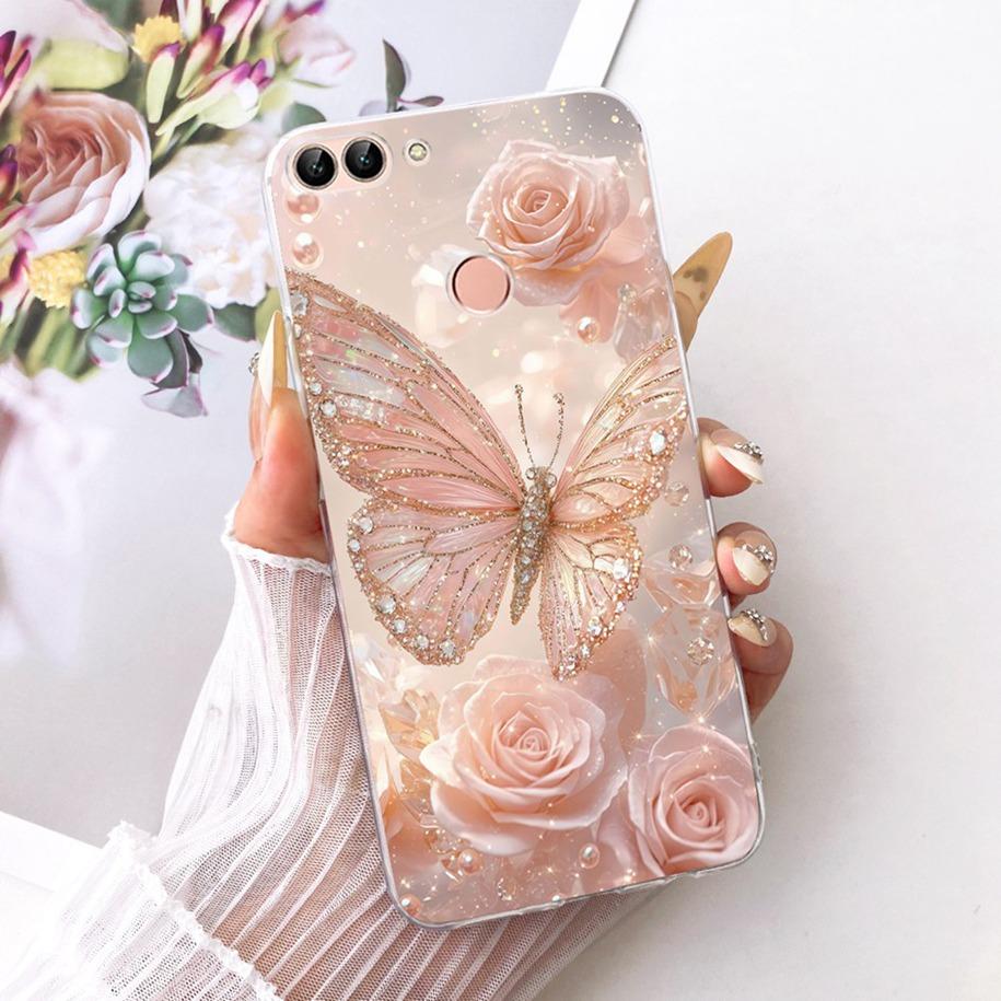 5.65" Case For Huawei P Smart 2018 Cover FIG-LX1 FIG-LX2 FIG-LX3 Funda New Stylish Flower Soft Slim Silicone Bumper PSmart Shell