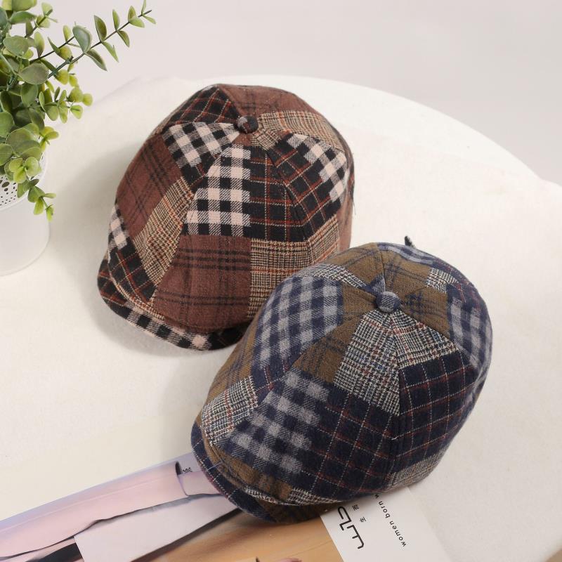 Women's Retro Color Blocked Forward Hat Versatile In Spring and Autumn Simple Beret