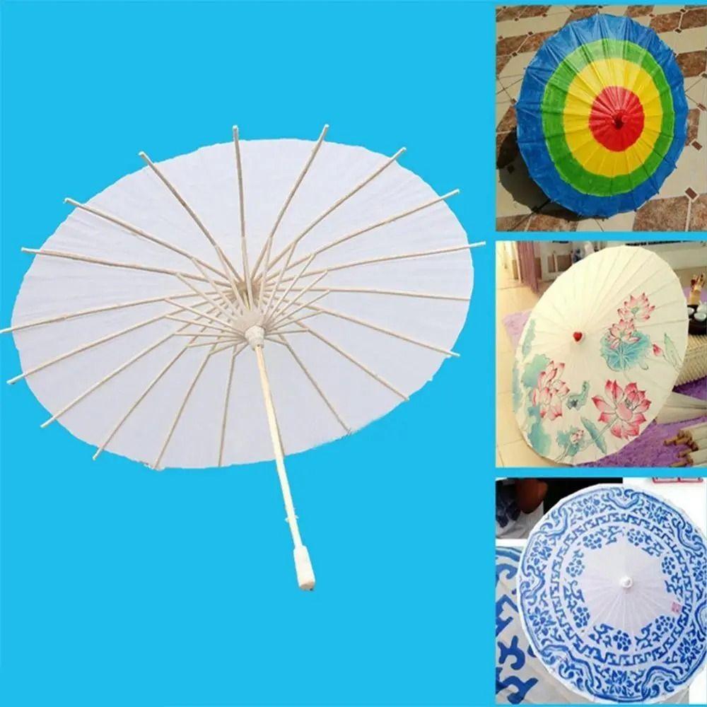 Comfortable Grip Blank Paper Umbrella DIY Wood Drawing Umbrella Oil Paper Umbrella  Dance Prop