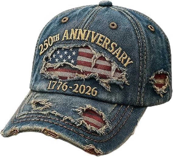 Popular, American Independence Anniversary hat, ripped flag embroidered retro baseball cap, outdoor defense