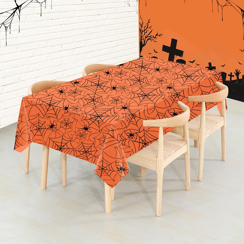 6PCS Holiday Disposable Halloween Tablecloth Halloween Themed Pumpkin Tablecloth Party Atmosphere Decoration Durable Supplies