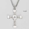 Циркониевое ожерелье с крестом, большой кулон-крест, сверкающее простое ожерелье [Серебро KYASYA]